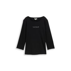 Tom Tailor Slim fit long-sleeved T-shirt with glittering logo - black (14482)