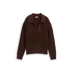 Tom Tailor Bouclé knit jumper with collar - brown (39062)