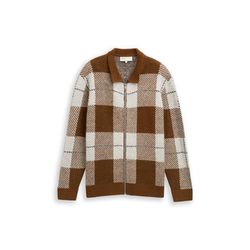 Tom Tailor Denim Relaxed Fit Strickjacke mit Karomuster - braun (39123)