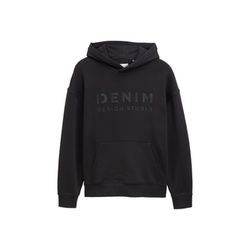 Tom Tailor Denim Relaxed fit hoodie sweatshirt with print - black (10429)