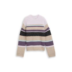 Tom Tailor Denim Knit striped mock-neck pullover - violet (39164)