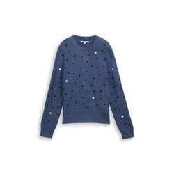 Tom Tailor Denim Pull tricoté à la coupe décontractée avec broderie - bleu (39192)