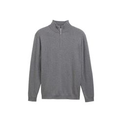 Tom Tailor Troyer Strickpullover mit Kaschmir-Anteil - grau (38679)