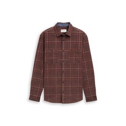 Tom Tailor Regular Fit Cordhemd mit Karomuster - braun (38919)