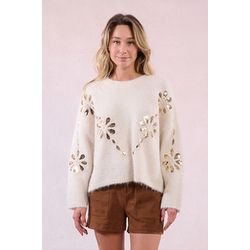 Molly Bracken Knitted jumper with sequins - beige (ECRU)