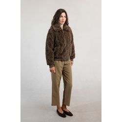 Molly Bracken Textured jacket, imitation fur in zigzag pattern - brown (MARRON)