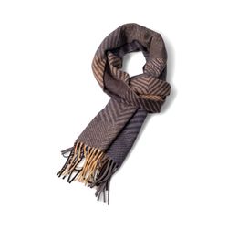 Fynch Hatton Herringbone Check Scarf - beige/blue (685)
