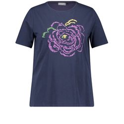Samoon T-Shirt mit Frontprint - blau (08452)