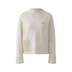 Oui Cosy Pullover mit Details in Lederoptik - beige (7065)
