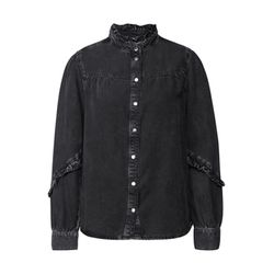 Street One Studio Denim blouse with ruffles - black (17354)