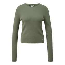 Q/S designed by Gerippter Pullover aus Viskosemix  - grün (7927)