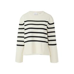 comma Streifenpullover mit weiten Ärmeln - beige/schwarz (04G6)