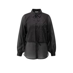 Yaya Doppellagige Bluse mit Verzierungen - schwarz (00001)