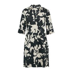 comma Short dress with turn-down collar and all-over print - beige/blue (59A1)