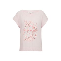 s.Oliver Red Label T-shirt à coupe décontractée avec motif - rose (41D0)