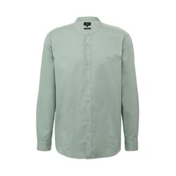 Q/S designed by Regular Fit: Washed stand-up collar shirt with logo embroidery - green (7217)