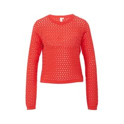 Q/S designed by Verkürztes Langarmshirt mit Ajourmuster - rot (3103)