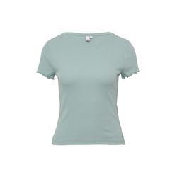 Q/S designed by Ribbed shirt with round neckline - green (7217)