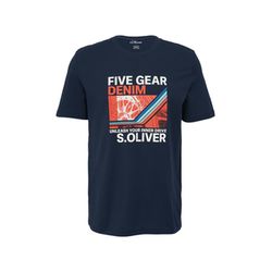 s.Oliver Red Label T-Shirt mit Artwork und Frontprint - blau (58D1)