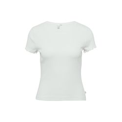 Q/S designed by Ribbed shirt with round neckline - white (0100)