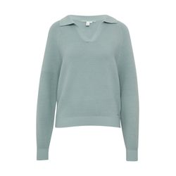 Q/S designed by Structured sweater with polo collar - green (7217)