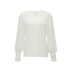 Q/S designed by Strukturiertes Langarmshirt mit Puffärmeln  - weiß (0200)