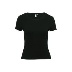 Q/S designed by Ribbed shirt with round neckline - black (9999)