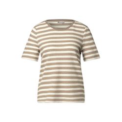Street One Strick-Look Streifenshirt - beige (25617)