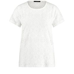 Taifun T-Shirt aus Struktur-Jersey mit Spitzen-Optik - weiß (09700)