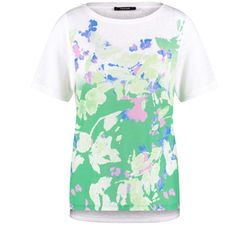 Taifun Kurzarmshirt mit Blumen-Print - grün (05722)