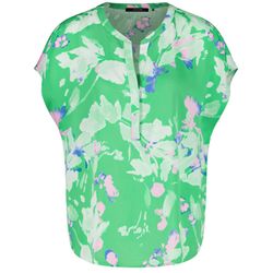 Taifun Kurzarmbluse mit Floral-Print - grün (05722)