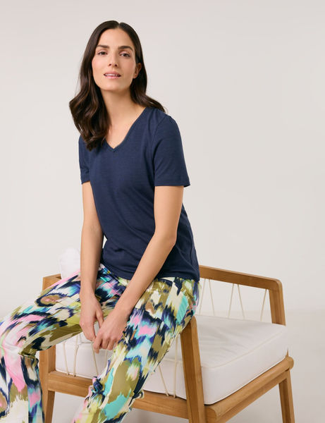 Gerry Weber Collection T-Shirt aus Viskkose-Leinen-Mischung - blau (80034)