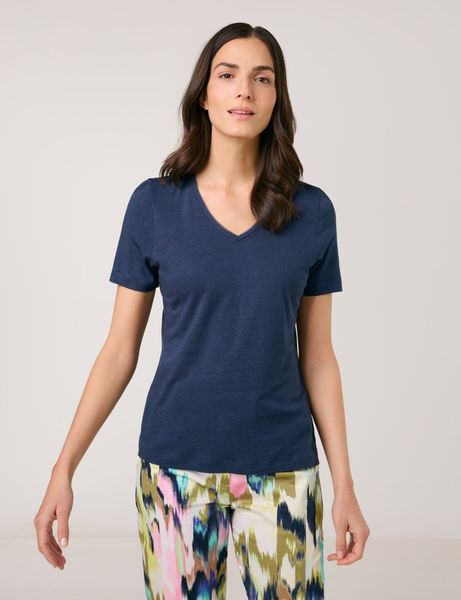 Gerry Weber Collection T-Shirt aus Viskkose-Leinen-Mischung - blau (80034)