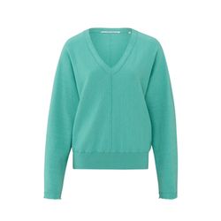 Yaya Pullover mit V-Ausschnitt und Fledermausärmeln - blau (55218)
