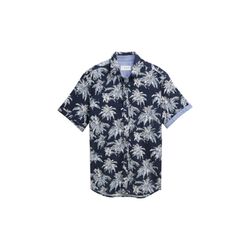 Tom Tailor Regular fit short-sleeved shirt with palm print - blue (37972)