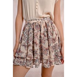 Molly Bracken Bedruckter Minirock mit Rüschen - beige/orange (CRECAP)