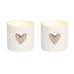 Räder Set of 2 candle glasses (Ø4.5x4.5cm) - white/silver (NC)