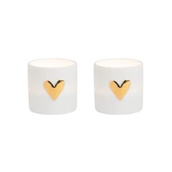 Räder Set of 2 candle glasses (Ø4.5x4.5cm) - white/gold (NC)