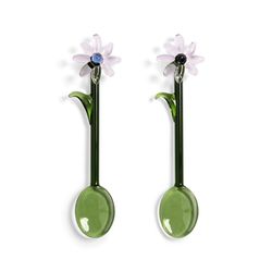 &Klevering Spoon flora white set of 2 - green (pink)