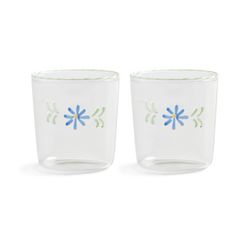 &Klevering Water glasses (set of 2) - Flora - white (blue)