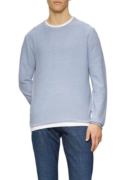 Q/S designed by Gewaschener Strickpullover mit Rollkante - blau (5320)