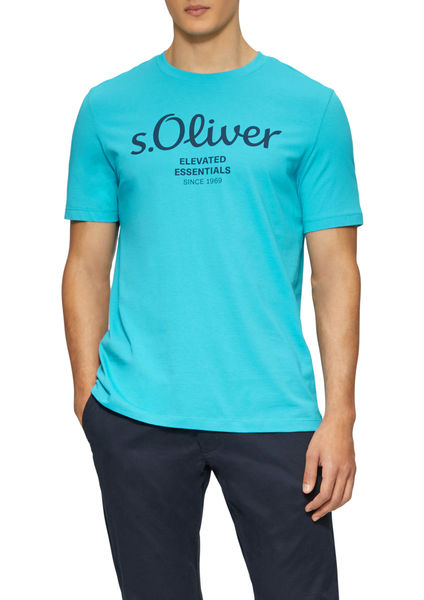 s.Oliver Red Label T-Shirt mit Label-Print - blau (62D1)