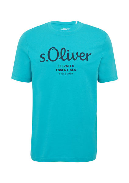 s.Oliver Red Label T-Shirt mit Label-Print - blau (62D1)