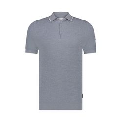 State of Art Gestricktes Poloshirt mit Reiskornmuster - blue (5693)