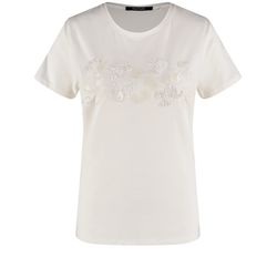 Taifun T-shirt with glitter appliqué - beige/white (09702)