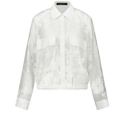 Taifun Transparente Blusenjacke mit floralem Muster - beige/weiß (09700)