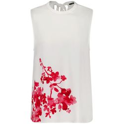 Taifun Ärmellose Bluse mit floralem Detail - beige/weiß (09702)