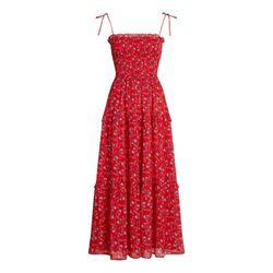 Tommy Jeans Maxi Chiffon Kleid - rot (0KR)