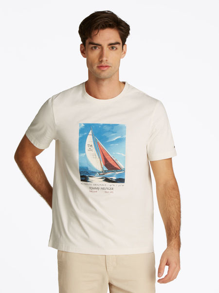 Tommy Hilfiger T-Shirt aus Baumwolle mit Fotoprint - gelb (Z00)