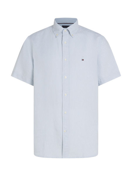 Tommy Hilfiger Gestreiftes Kurzarmhemd aus Leinenmix - blau (0A5)